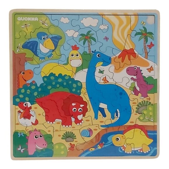 QUOKKA Wooden Dino & Animal Puzzle Bundle for Kids Ages 3-8 – Educational Toy - Picture 2 of 7